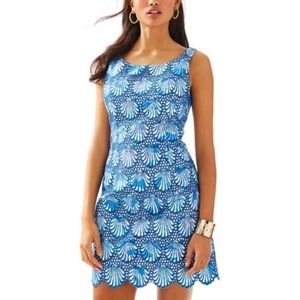 Lilly Pulitzer Women's Size 6 Aralyn Shift Dress ~ Blue Shell Eyelet Scalloped